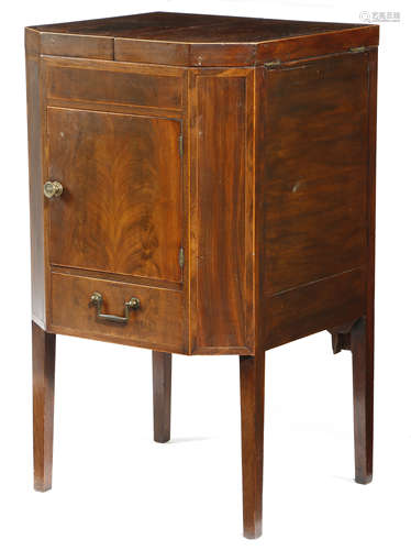 A GEORGE III MAHOGANY GENTLEMAN'S WASHSTAND c.1790 inlaid with boxwood stringing and purpleheart