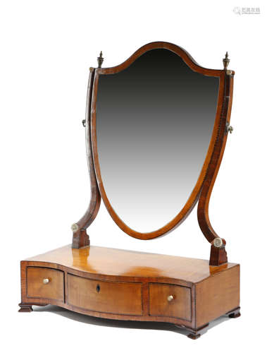 λ A GEORGE III SATINWOOD AND ROSEWOOD DRESSING TABLE MIRROR LATE 18TH / EARLY 19TH CENTURY