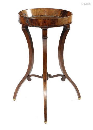 λ A CONTINENTAL ROSEWOOD AND SIMULATED VIDE-POCHE POSSIBLY GERMAN, EARLY 19TH CENTURY the dished top