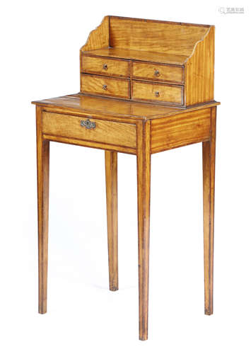 A GEORGE III SATINWOOD BONHEUR DU JOUR LATE 18TH / EARLY 19TH CENTURY with tulipwood crossbanding,