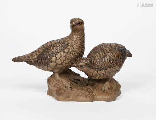 'Grouse (lagopus lagopis)' a Poole Pottery limited edition stoneware sculpture by Barbara Linley