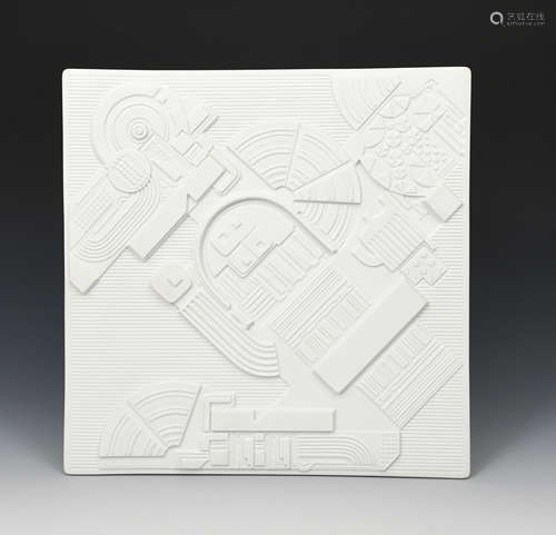 A modern Rosenthal Jahrestellar limited edition porcelain plaque designed by Sir Eduardo Paolozzi