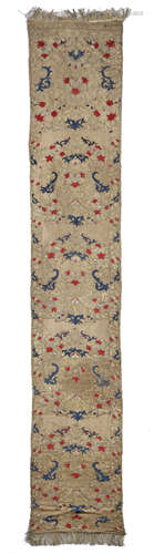 AN ALGERIAN SASH OTTOMAN, LATE 18TH / EARLY 19TH CENTURY the plain muslin ground embroidered with