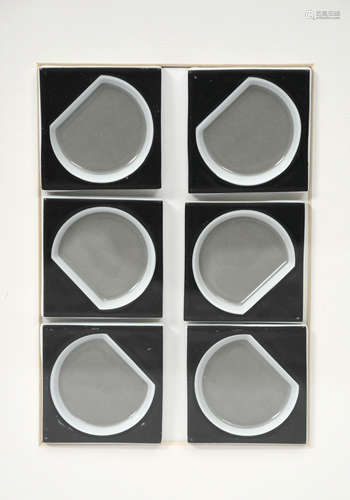 A Rosenthal Studio Haus porcelain tile panel designed by Victor Vasarely, six tiles cast in low