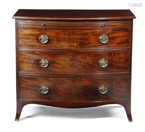 A REGENCY MAHOGANY BOWFRONT CHEST EARLY 19TH CENTURY the well figured top with a moulded edge, above