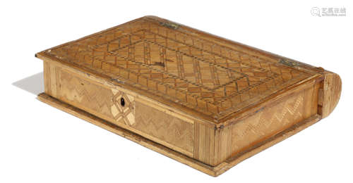 A NAPOLEONIC PRISONER OF WAR STRAW-WORK VANITY BOX IN THE FORM OF A BOOK EARLY 19TH CENTURY with