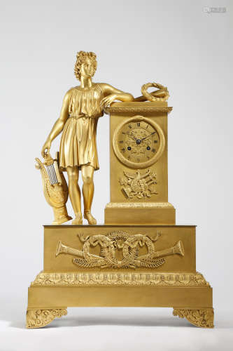 A FRENCH EMPIRE ORMOLU FIGURAL MANTEL CLOCK BY ALEXANDRE ROUSSEL, PARIS EARLY 19TH CENTURY the eight