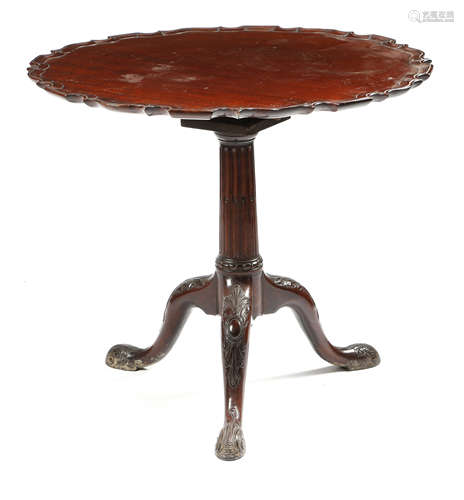 A MAHOGANY TRIPOD TABLE 18TH CENTURY AND LATER the circular tilt-top with a pie crust edge,