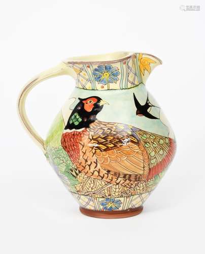 ‡ Maureen Minchin (born 1954) a pottery jug, bellied form, painted with a hare running below a