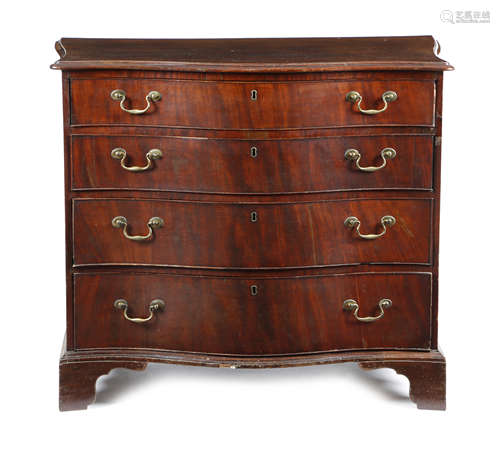 A GEORGE III MAHOGANY SERPENTINE CHEST LAST QUARTER 18TH CENTURY the top with a moulded edge above