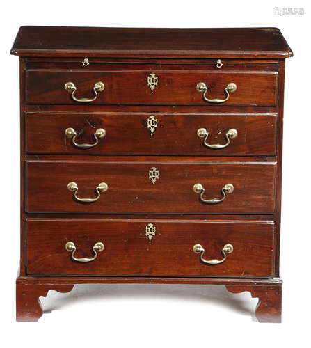 A GEORGE II MAHOGANY CHEST MID-18TH CENTURY the top with a moulded edge and re-entrant front corners