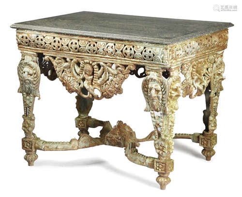 A FRENCH CAST IRON GARDEN CENTRE TABLE 19TH CENTURY AND LATER in Renaissance revival style, the