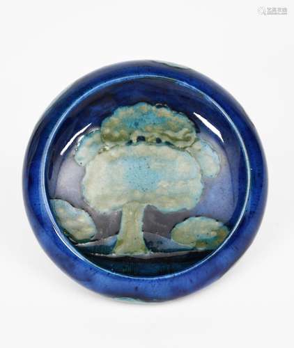 'Moonlit Blue' a Moorcroft Pottery dish designed by William Moorcroft, circular with inverted top