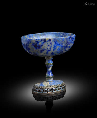 AN AUSTRIAN LAPIS LAZULI TAZZA IN RENAISSANCE STYLE VIENNA, LAST QUARTER 19TH CENTURY with silver