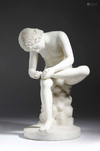 AFTER THE ANTIQUE AN ITALIAN MARBLE FIGURE OF SPINARIO LATE 19TH CENTURY the young boy seated on a