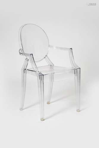 A Kartell acrylic Louis Ghost chair designed by Phillipe Starck, cast marks 92cm. high Provenance