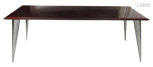 An Aleph M (Serie Lang) table designed by Philippe Starck, rectangular polished quartered mahogany