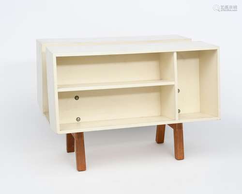 An Isokon Penguin Donkey II designed by Ernest Race, designed in 1963, cherry wood legs with white