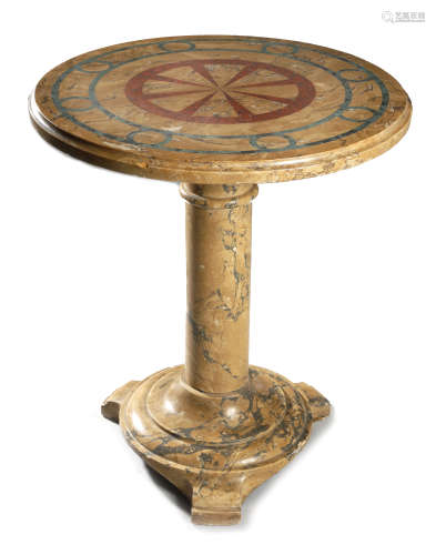 AN ITALIAN YELLOW MARBLE OCCASIONAL TABLE PROBABLY LATE 19TH / EARLY 20TH CENTURY the circular top