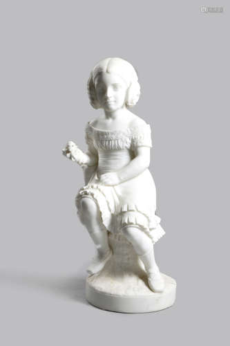 A MARBLE FIGURE OF A YOUNG GIRL 19TH CENTURY possibly Queen Victoria's third eldest daughter, Alice,