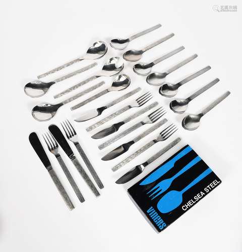 A collection of Viner's Sable stainless steel cutlery designed by Gerald Benney, comprising; five