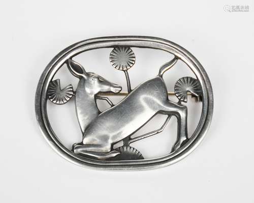 A Georg Jensen silver brooch designed by Arno Malinowski, mode no.256, pierced and cast with a