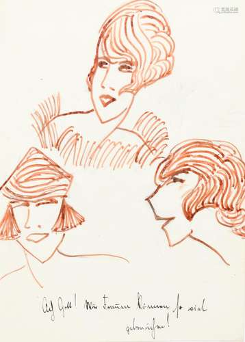 ‡ Dorte Clara Dodo Burgner (1907-1998) Study for three Young Women pen and sepia ink on paper,