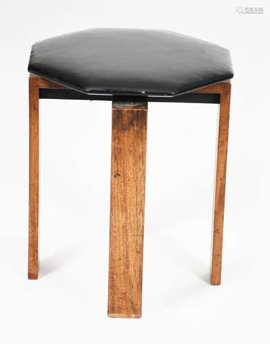 An oak framed stool, with octagonal leather pad seat, 47cm. high Provenance The late Greta Morrison,