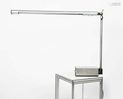 A Best and Lloyd MkII cantilever desk lamp designed by Gerald Abramovitz, chrome and polished steel,