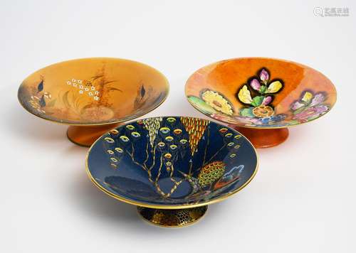 'Devil's Copse' a Carlton Ware footed bowl, pattern no.3787, printed and enamelled in colours and