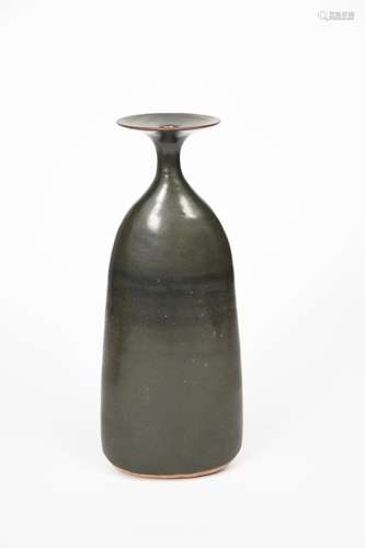 Joanna Constantinidis (1927-2000) a tall stoneware vase, tapering elliptical form with flaring top