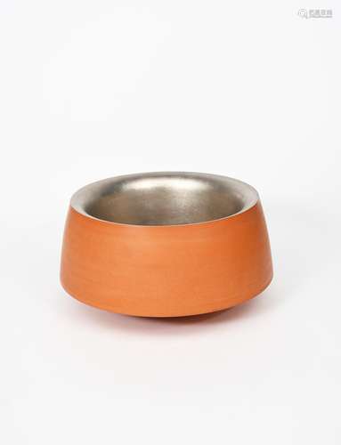 Martin Smith (born 1950) Surface and Void redware form with platinum interior, impressed MS seal and