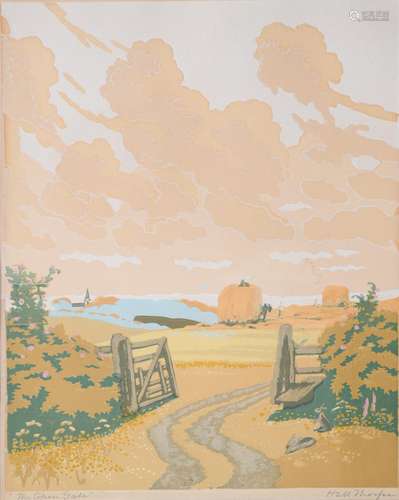 John Hall Thorpe (1874-1947) The Open Gate woodcut in colours on paper, framed signed and titled