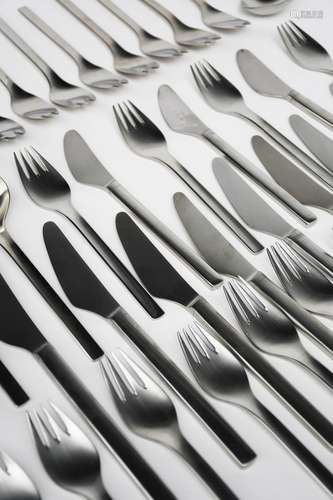 A Georg Jensen Tanaquil stainless steel cutlery service designed by Magnus Stephenson, originally