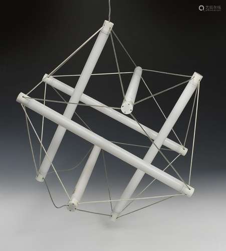 A Light Structure light by Ingo Maurer, designed 1970, five strung fluorescent tubes, held in