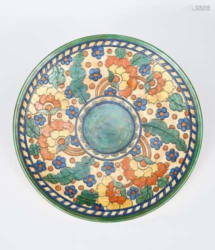 A large unusual Crown Ducal Byzantine variant charger designed by Charlotte Rhead, pattern no.