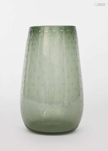 A Stevens and Williams Royal Brierley glass vase designed by Keith Murray, tapering cylindrical