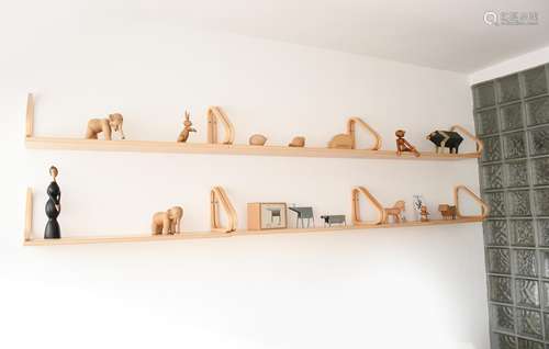 Thirty-five modern Artek ply shelves designed by Alvar Aalto, originally designed in 1935, each