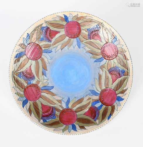 A rare large Crown Ducal Granada wall charger designed by Charlotte Rhead, pattern no. 3321,