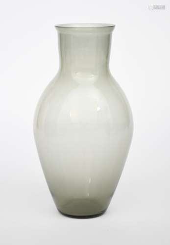 A Stevens & Williams Royal Brierley glass vase designed by Keith Murray, smokey-grey glass,