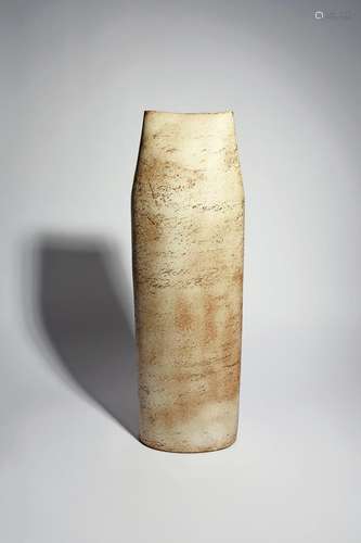 Joanna Constantinidis (1927-2000) a tall oxidised stoneware vase, 1971, flattened, elliptical