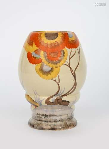 'Rhodanthe' a Clarice Cliff Bizarre 362 vase, painted in colours, printed factory marks, 20.5cm.