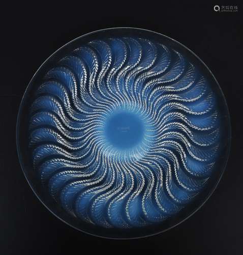 'Actina' No.10-391 a Lalique opalescent glass plate designed by Rene Lalique, stencil mark R Lalique