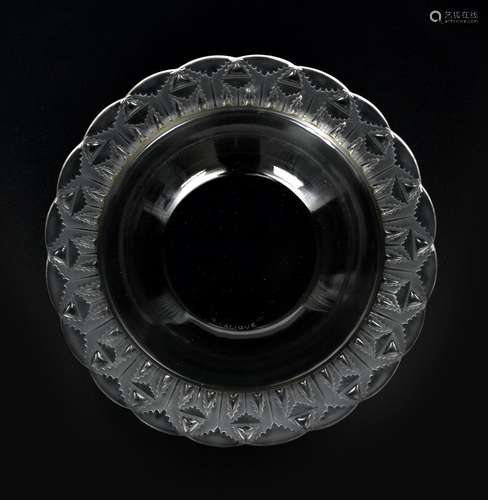 'Chevreuse' no.10-403, a Lalique clear and frosted glass bowl designed by Rene Lalique, stencilled R