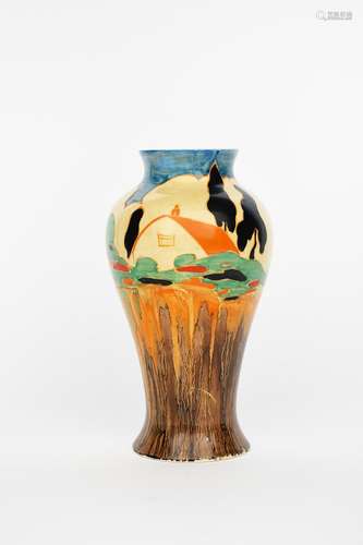 'Delicia Salisbury' a Clarice Cliff Bizarre Meiping vase, painted in colours printed factory mark,