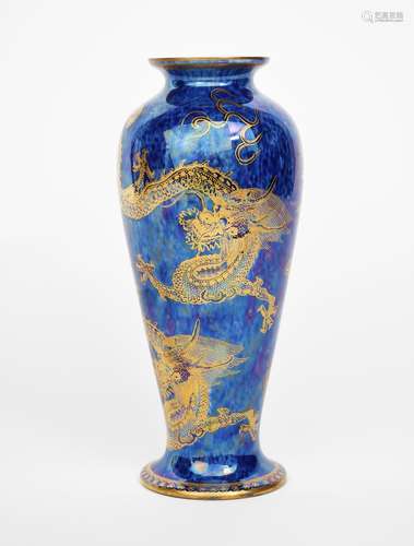 A Wedgwood Dragon lustre vase designed by Daisy Makeig-Jones, shouldered form, printed in gilt on