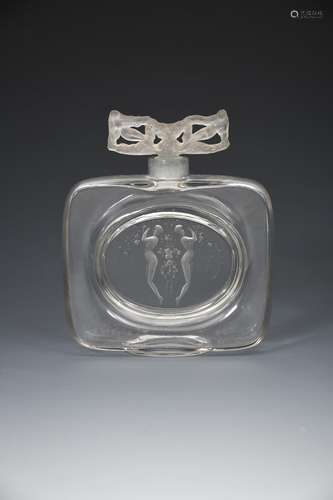 'Deux Figurines -Meplat' no. 490 a Lalique clear and frosted glass scent bottle and stopper designed