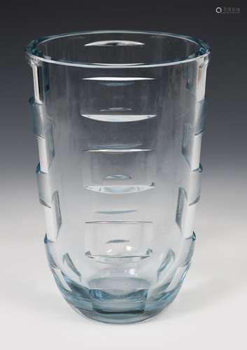 A sapphire glass vase probably Stromberg, in the manner of Whitefriars designed by William Wilson,