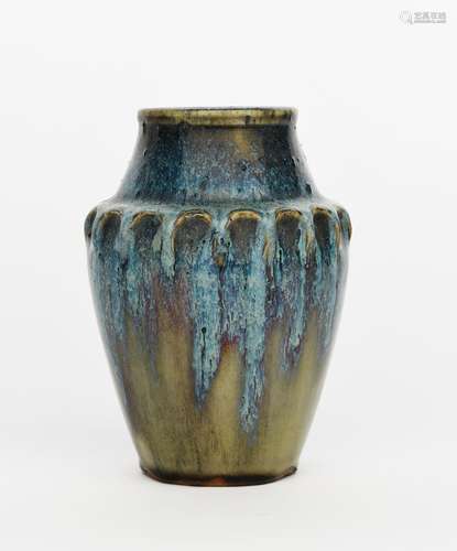 An Auguste Delaherche high-fired stoneware vase, model no.1783, shouldered cylindrical form, the