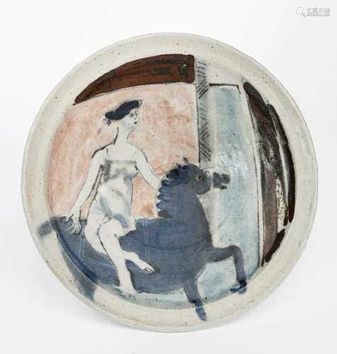 ‡ Eric James Mellon (1925-2014) Circus a stoneware charger dated 2005, painted to the well with a